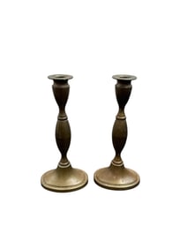 Pair of English Brass Candlesticks Marked Made in England