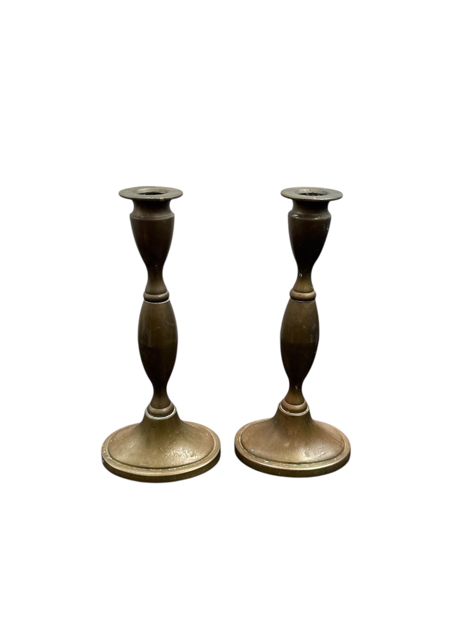 Pair of English Brass Candlesticks Marked Made in England (1 of 4)