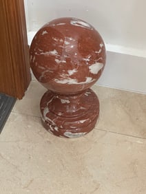 Stunning Rosso Levanto Italian Marble Sphere & Matching Pedestal Stand, Decorative Orb