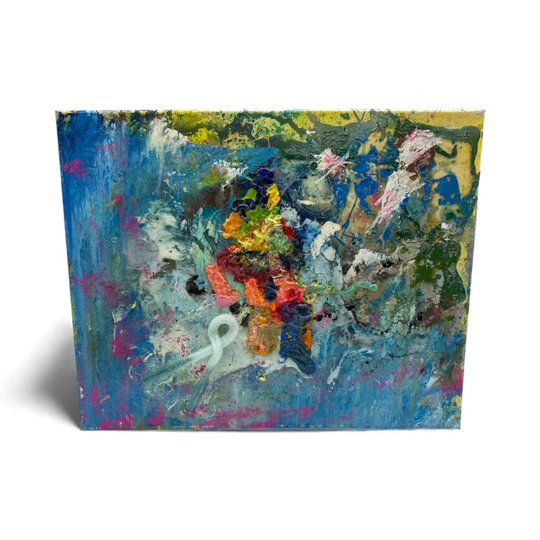 Pingo — Steril: A dynamic abstract composition dominated by vivid blues and greens, accented with expressive textures and layered gestures. The piece displays Pingo’s signature energetic movement and emotional