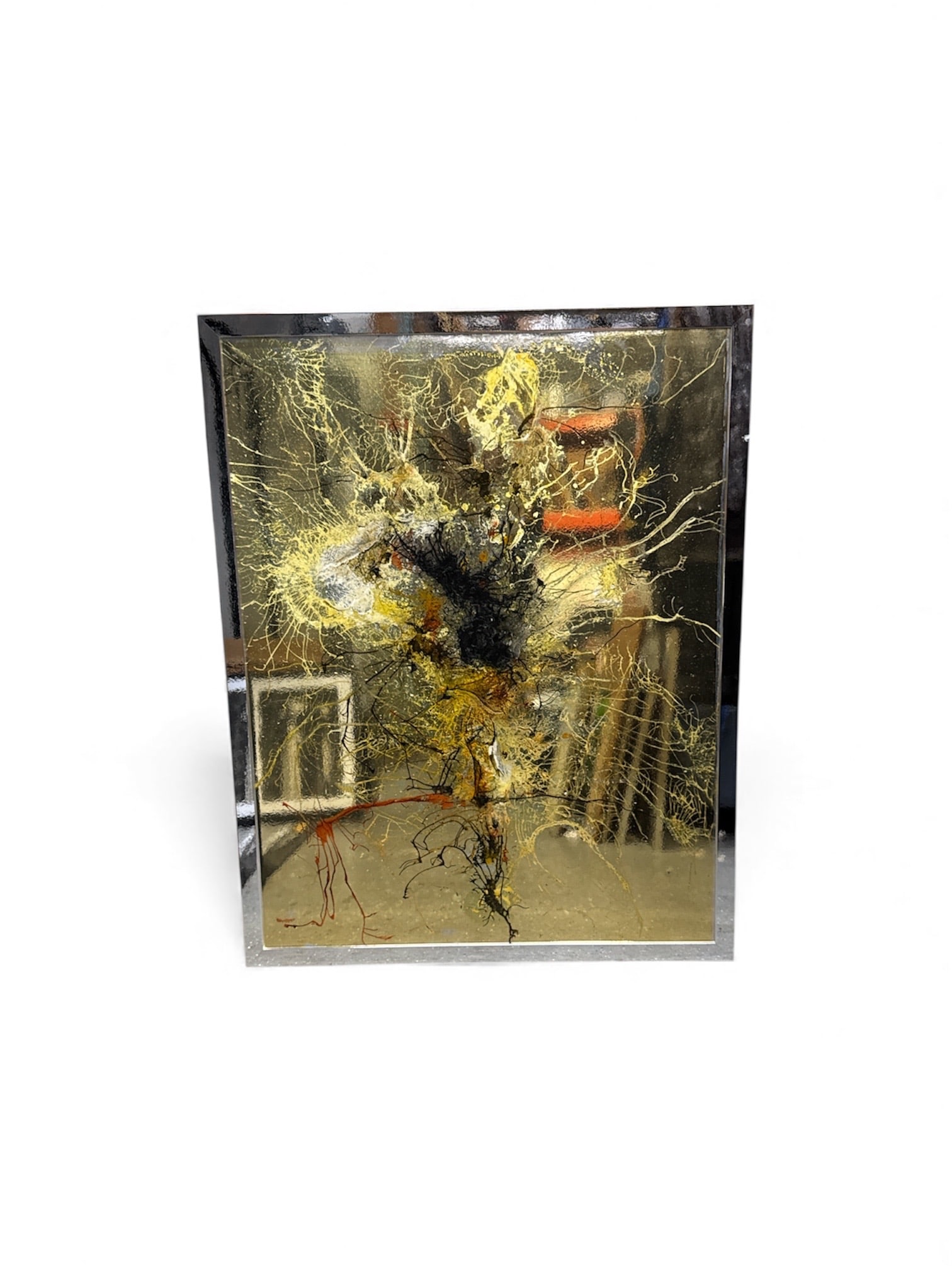 Stratum Basale Mixed Media Abstract: Abstract mixed media artwork titled 'Stratum Basale'. Signed. Dimensions: H:51in, L:4in.