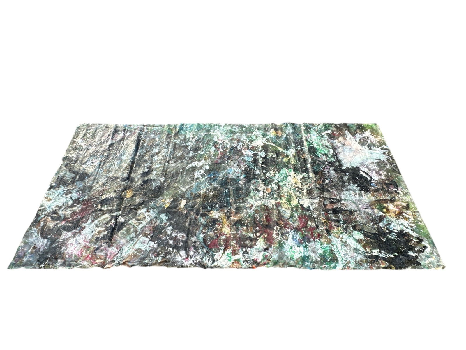 Large Pingo Abstract Painting on Canvas: Large Pingo abstract painting on canvas. Dimensions: 14.5 feet long x 6.75 feet high.