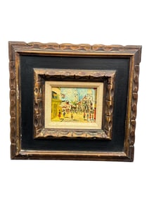 Framed Original Street Scene Painting Signed