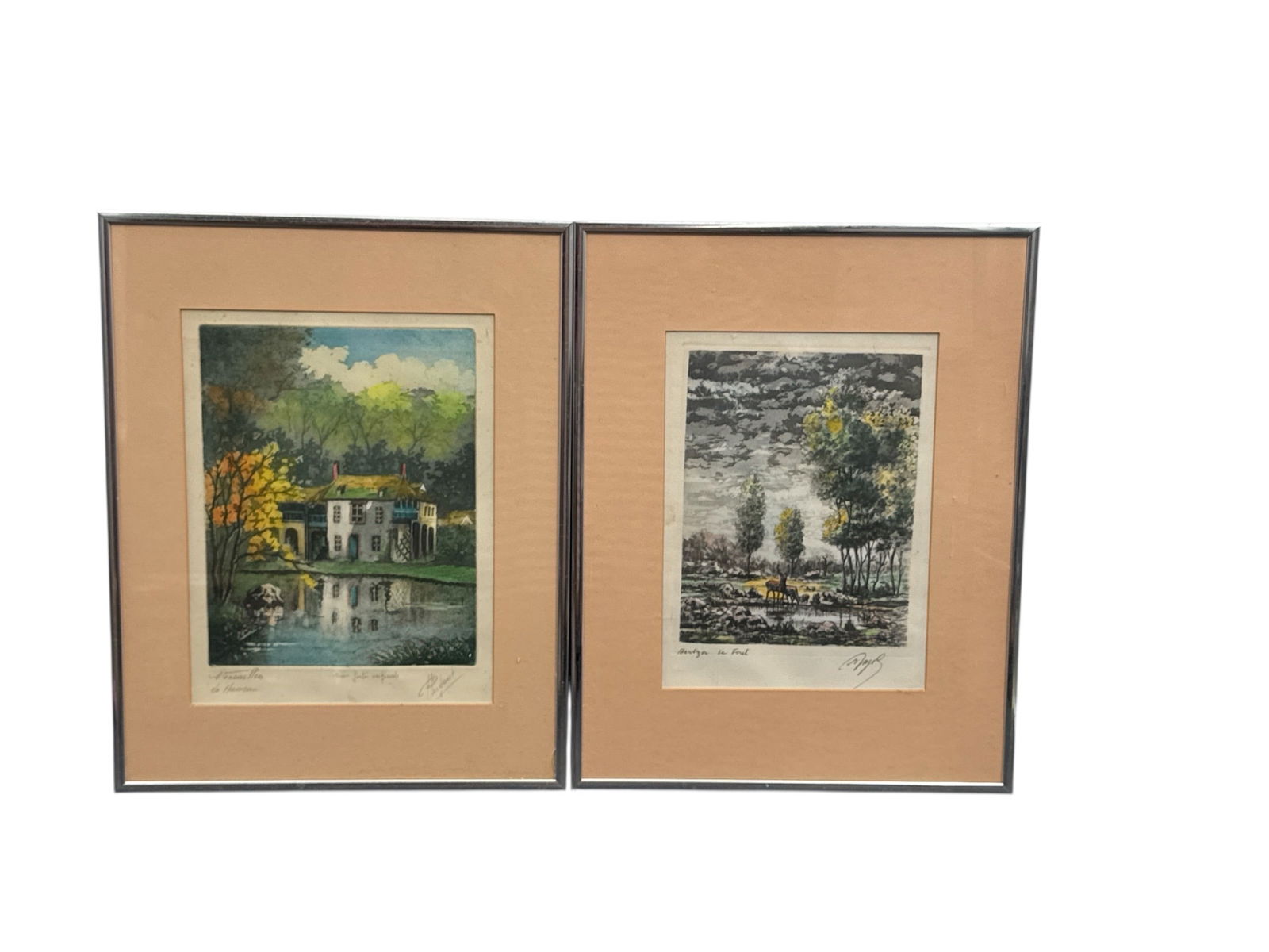 Pair of Signed Landscape Art Prints in Matching Frames (1 of 8)