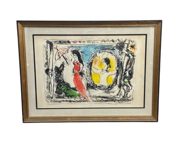 Marc Chagall Derriere Le Miroir Lithograph in Frame