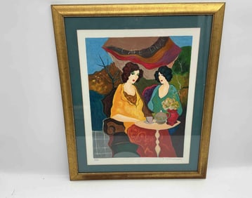 "Sunday Afternoon Right" by Itzchak Tarkay (Serbia, 1935-2012) Serigraph with Sales Receipt