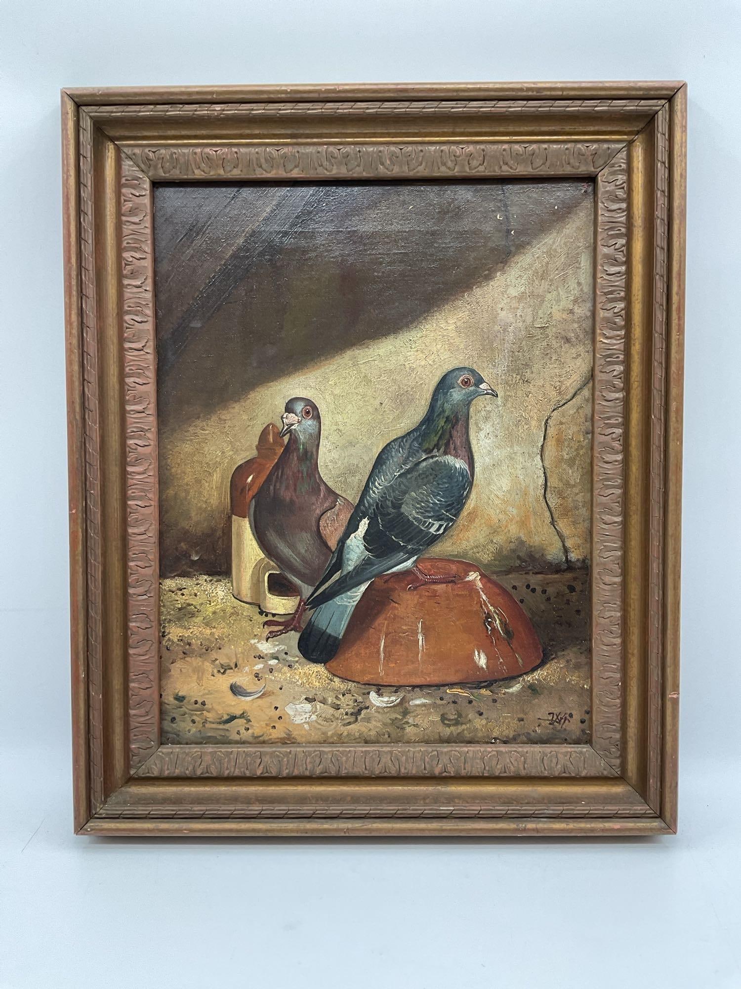 Pigeons (1890) by William Luker (England, 1828-1905) Oil on Canvas (1 of 3)