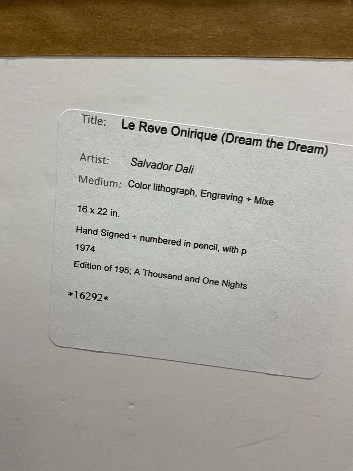 "Le Reve Onirique" by Salvador Dali (Spain, 1904-1989) Engraving - 6