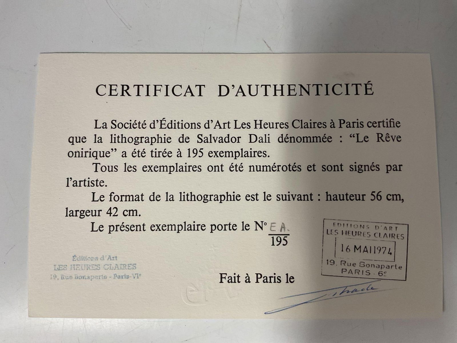 "Le Reve Onirique" by Salvador Dali (Spain, 1904-1989) Engraving - 7