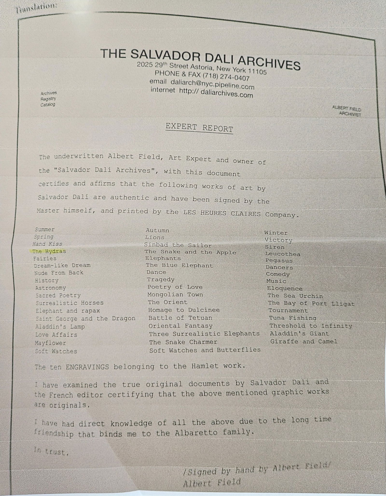 "Les Hydres (The Hydras)" by Salvador Dalí (Spain, 1904-1989) w/ Papers - 5