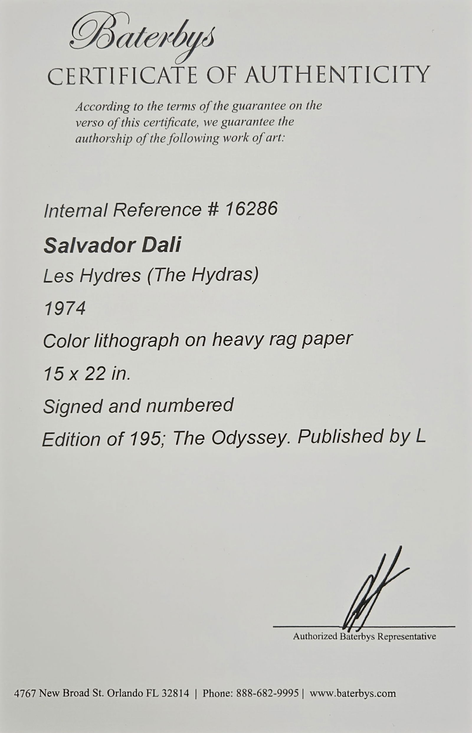 "Les Hydres (The Hydras)" by Salvador Dalí (Spain, 1904-1989) w/ Papers - 7