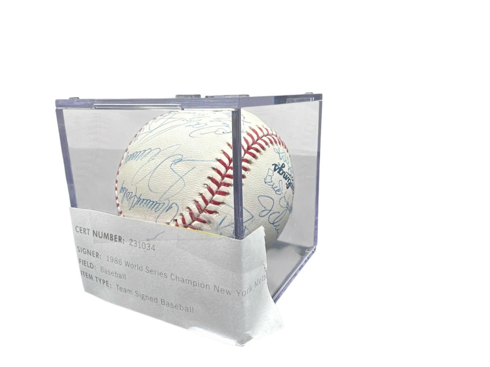 1986 World Series Champion New York Mets Team Signed Baseball with Certificate (1 of 6)