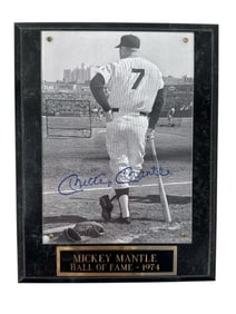 Mickey Mantle Signed New York Yankees Photograph Hall of Fame 1974 with COA