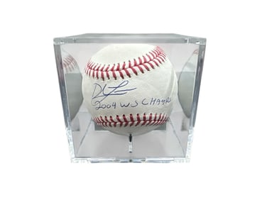 Derek Lowe Signed Rawlings Official Major League Baseball with 2004 WS Champs Inscription