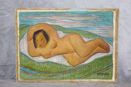 "Nude Woman"Peruvian painting by Alejandro Gonzalez Trujillo nickname APU-RIMAK