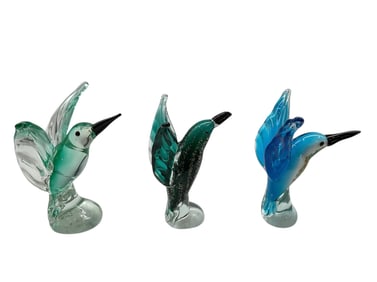 Murano Style Hummingbird Trio