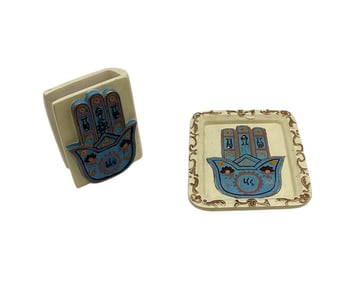 Hamsa Set - Napkin Holder & Tray