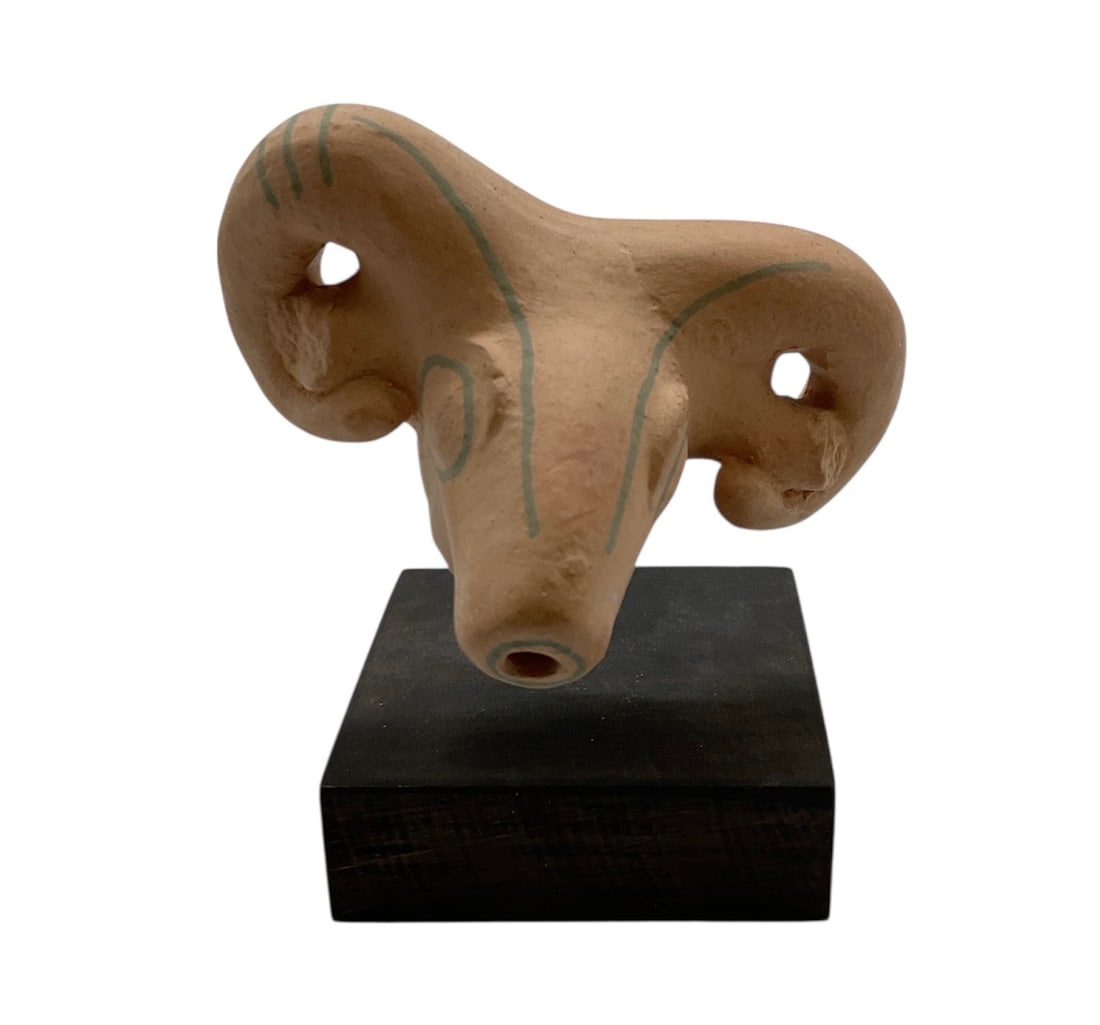 Terracotta Ram's Head Sculpture, Israel (1 of 5)