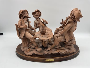 Figurative Sculpture of Four Men Playing Cards by G. Puccelle