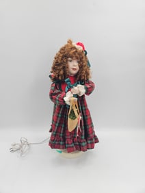 Victorian-Style Porcelain Doll in Holiday Dress