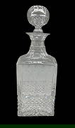 Saint Louis Crystal Decanter: Saint Louis crystal decanter in the classic Tommy pattern, originally designed in 1928. It is a square-shaped, hand-cut, lead crystal decanter known for its clarity and