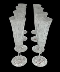 Set of 10 Saint-Louis Tommy Model Crystal Champagne Flutes