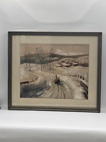 Winter Road by Moseman (1948) Watercolor