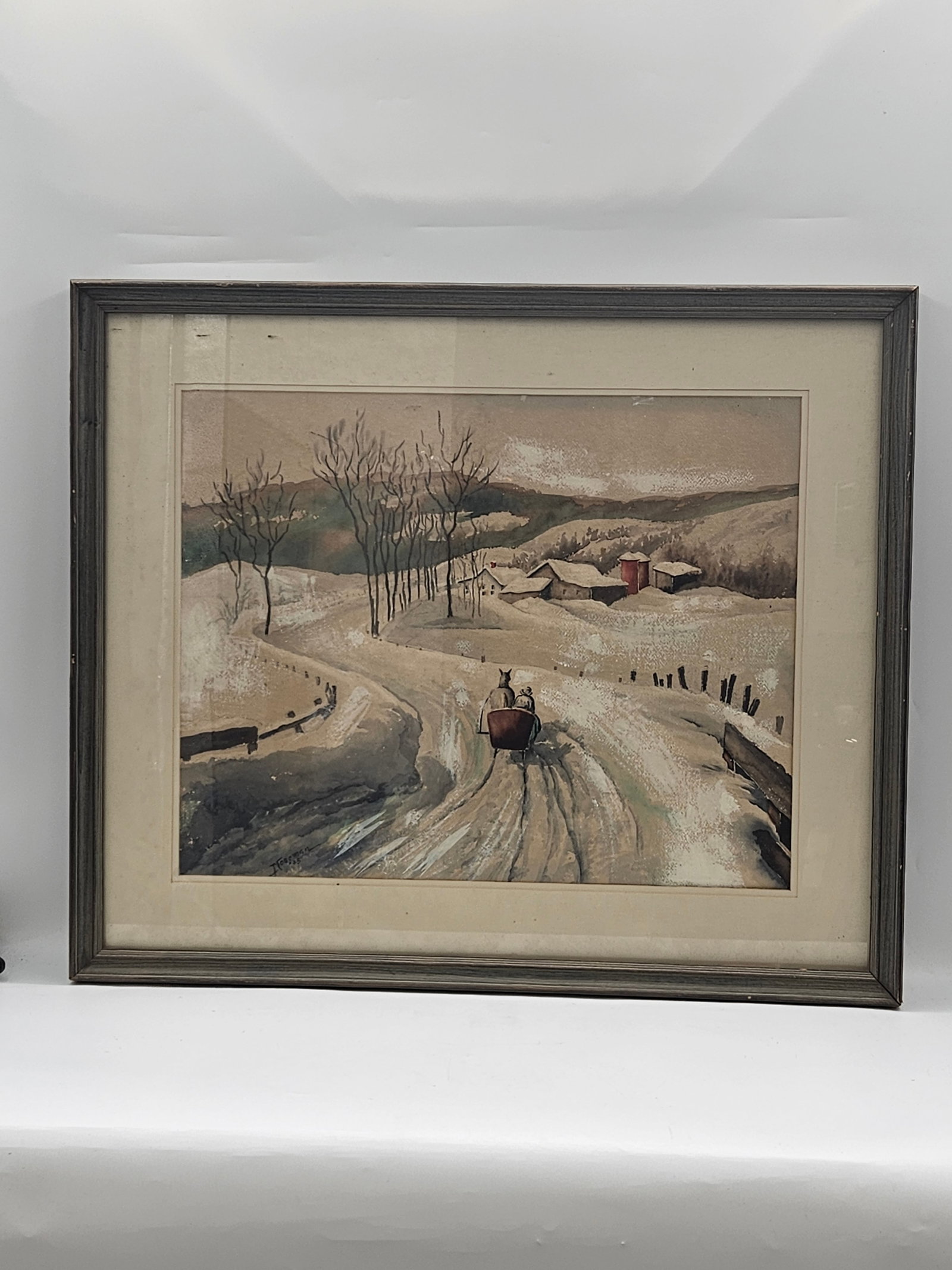 Winter Road by Moseman (1948) Watercolor (1 of 5)