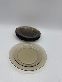 Set of 8 Vintage Amber Glass Plates