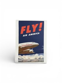 Fly Air America USA Europe Africa Asia Vintage Travel Poster