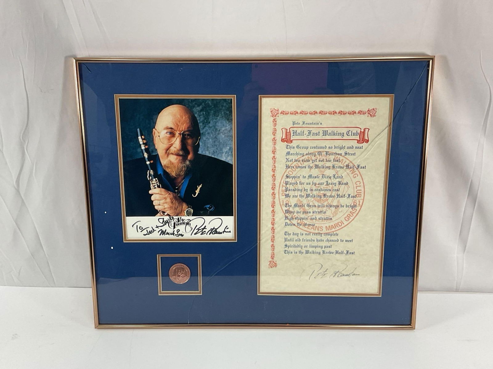 Pete Fountain - Jazz Clarinet - Hall of Fame Certificate and Coin (1 of 4)