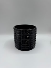 Black Ribbed Glass Vase