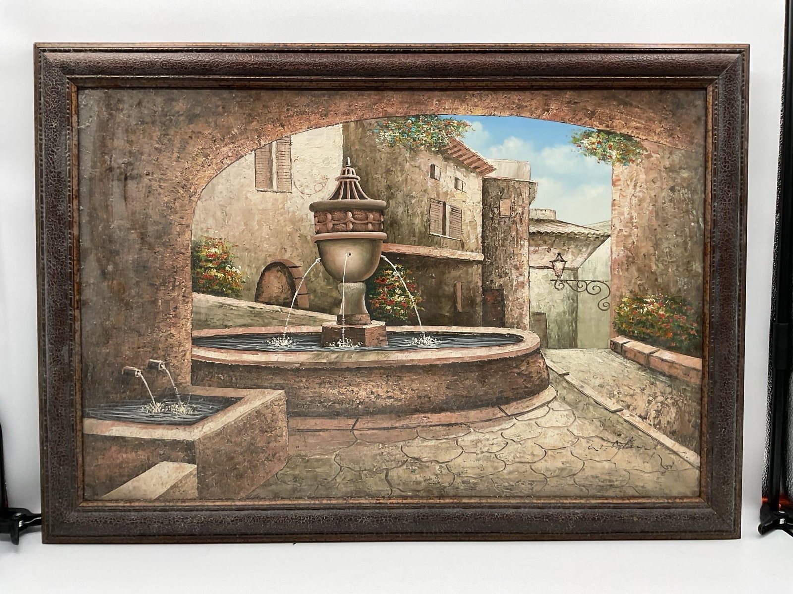 Village Fountain Scene by W.Adam (1 of 3)