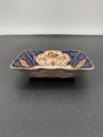 Royal Albert Porcelain Rectangular Dish with Cobalt and Gold Trim