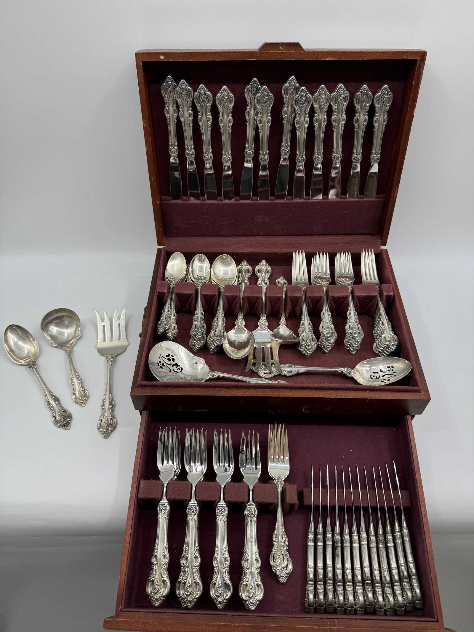 Silver Plated Flatware Set in Wooden Case - 2