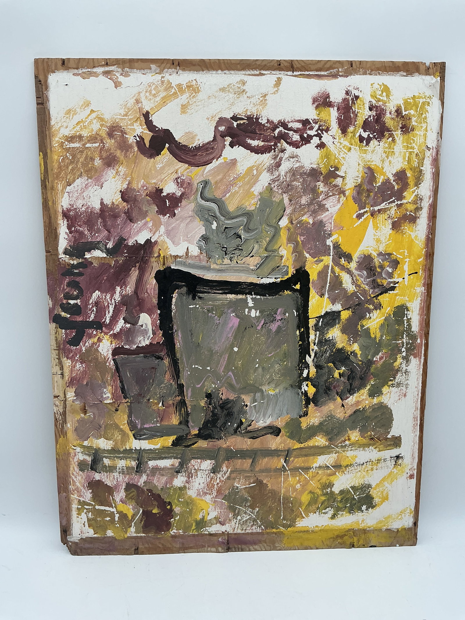 Purvis Young Overtown: Medium: Mixed Media On WoodEdition: OriginalSize: 30x23 inchesAdditional Details: Hand signed by the artist. Artwork is in excellent condition. Additional images are available