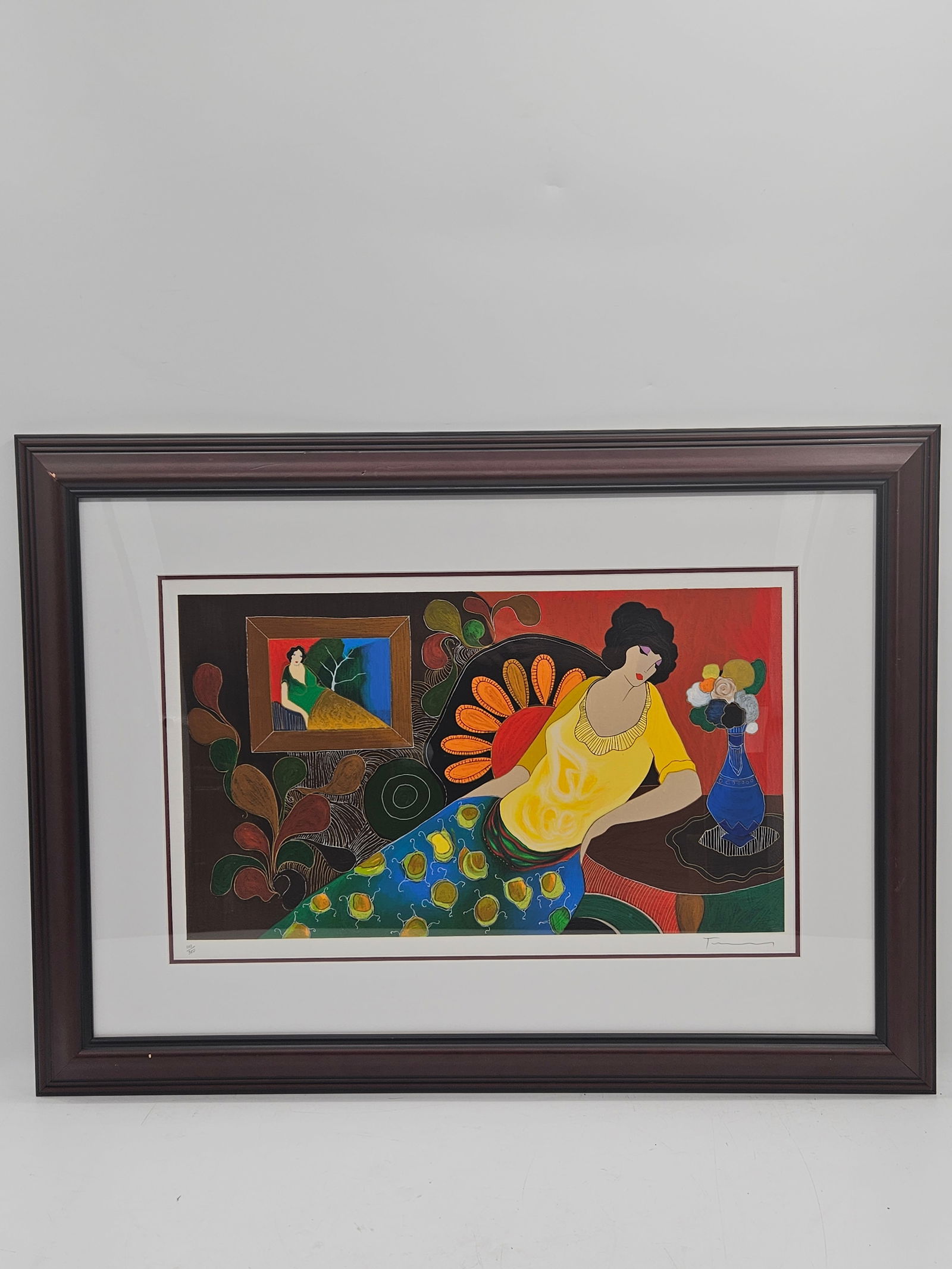 "DANIELLE'S THOUGHTS" by ITZCHAK TARKAY (Serbia, 1935-2012) Serigraph: Description: "Danielles thoughts" by Israeli artist Itzchak Tarkay. Signed and numbered. Medium: SerigraphDimensions: H:24 W:34 