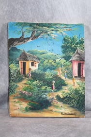 Hatian art Oil on Canvas signed G. Deshommes
