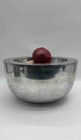 Metal Bowl with Painted Wooden Fruits