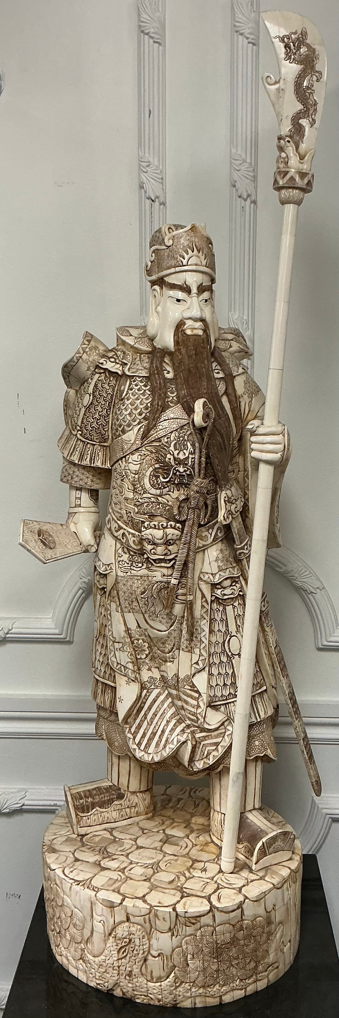 Bone warrior: Hand inlaid Bone samurai warrior Dimensions: H49in L15in W14in