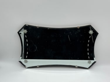 Etched Glass Beveled Wall Mirror, 24 x 14 inches