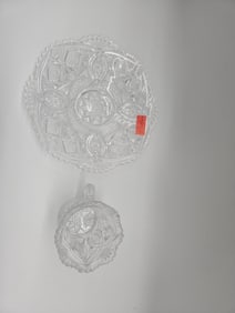 American Brilliant Cut Glass Bowl and Handled Vase