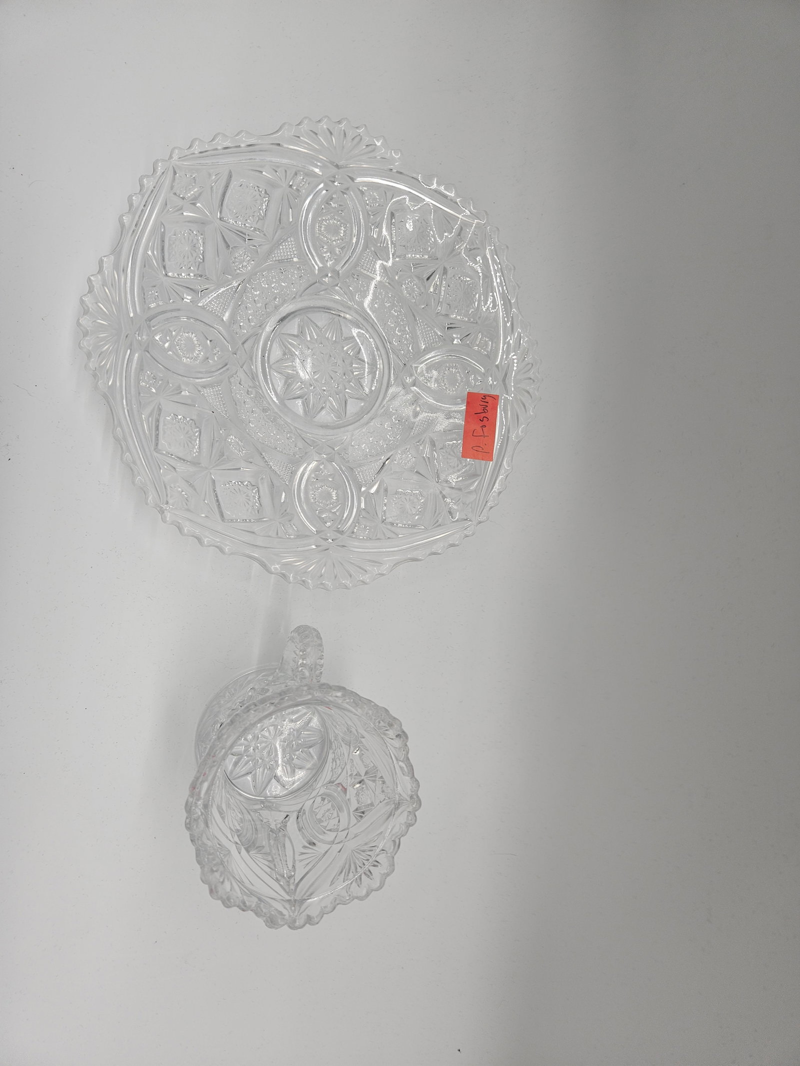 American Brilliant Cut Glass Bowl and Handled Vase (1 of 9)