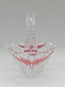 Cut Crystal Basket with Ruby Flashes
