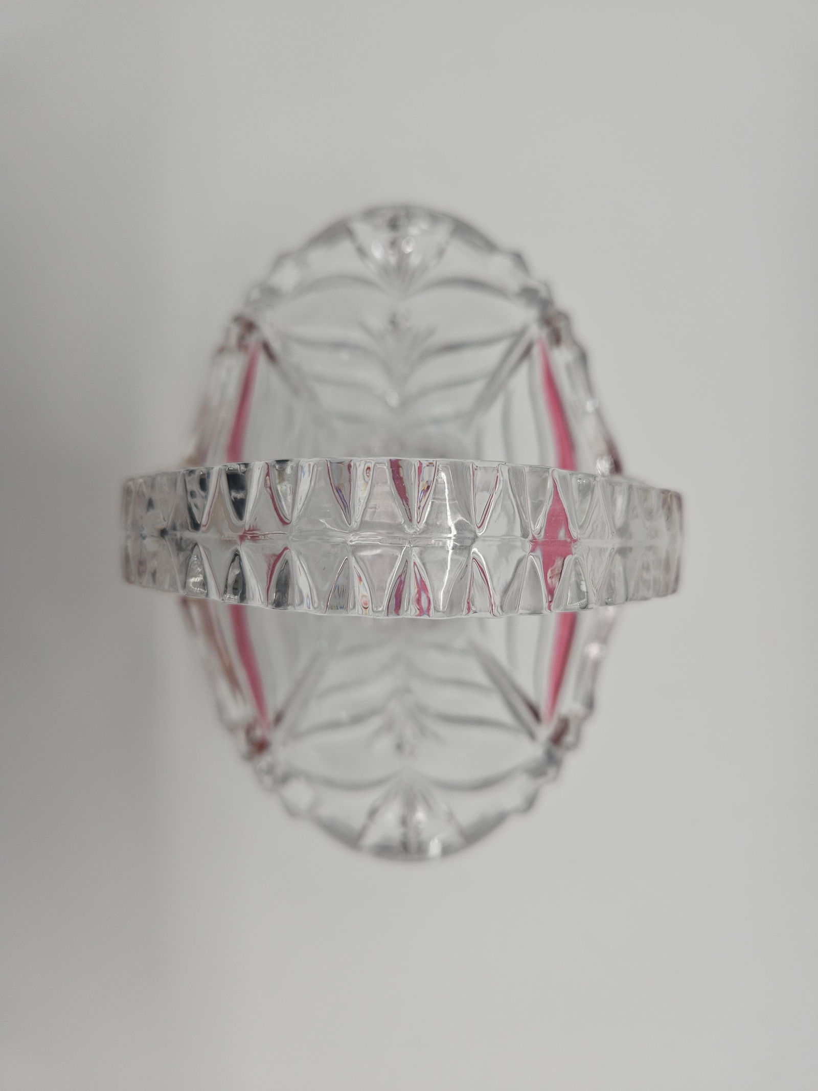 Cut Crystal Basket with Ruby Flashes - 5