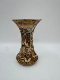 Japanese Satsuma Moriage Vase with Gilt and Figural Scenes