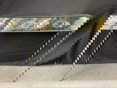 Mirrored Console Table with Etched Floral Design