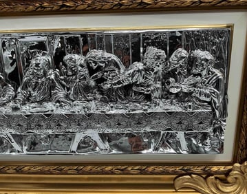 Made in Italy Silver Tone Last Supper Relief Plaque
