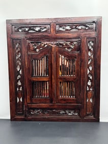 Carved Wood Window Panel Mirror