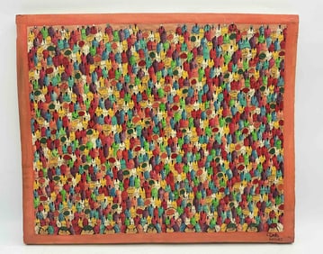 Crowd in Pink by Dody (Haiti) Oil on Canvas